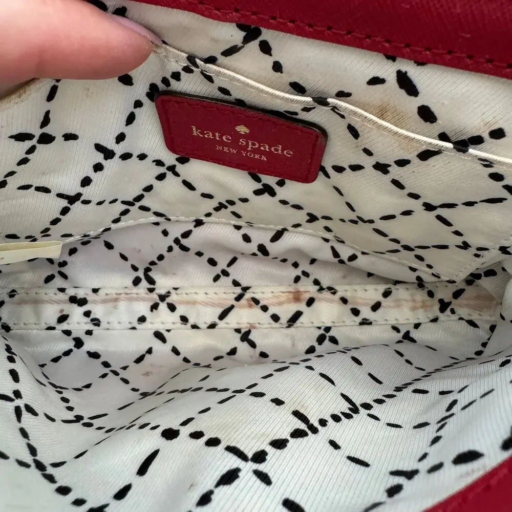 Kate Spade Red Leather Newberry Lane Crossbody Bag-Preppy/Glam
